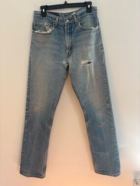 Vintage 2000 Levi's 505 Light Blue Straight Leg Distressed Jeans